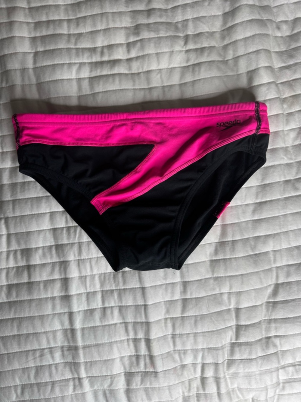 Speedo Men's Black and Hot Pink Swim Trunks